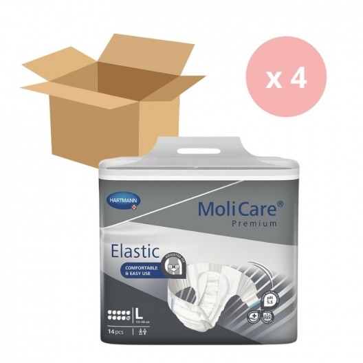 Changes complets Molicare Premium Elastic 10 Gouttes taille L - Carton de 4 paquets