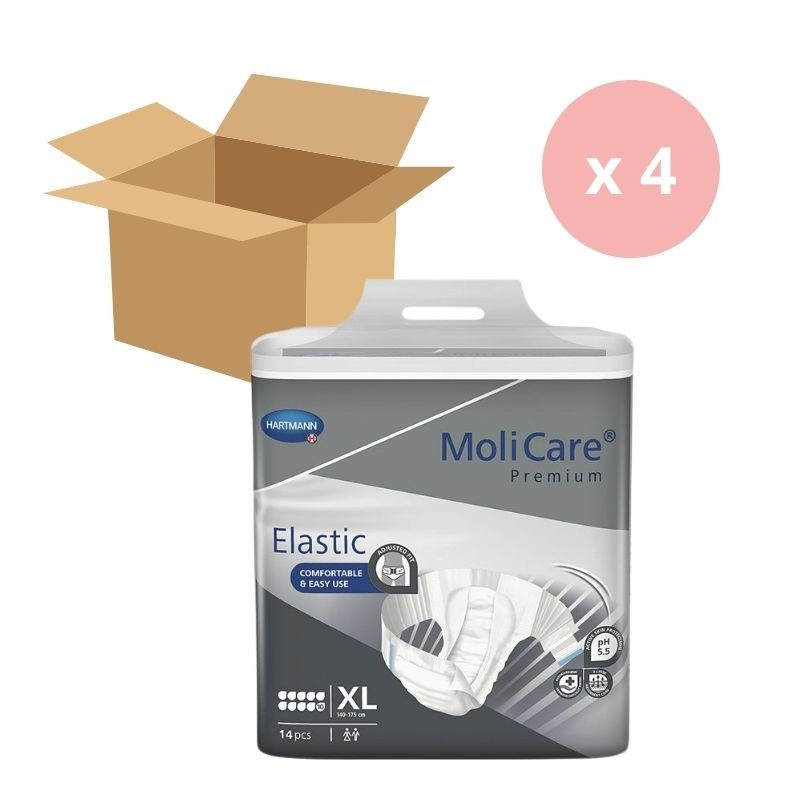 Changes complets Molicare Premium Elastic 10 Gouttes taille XL - Carton de 4 paquets