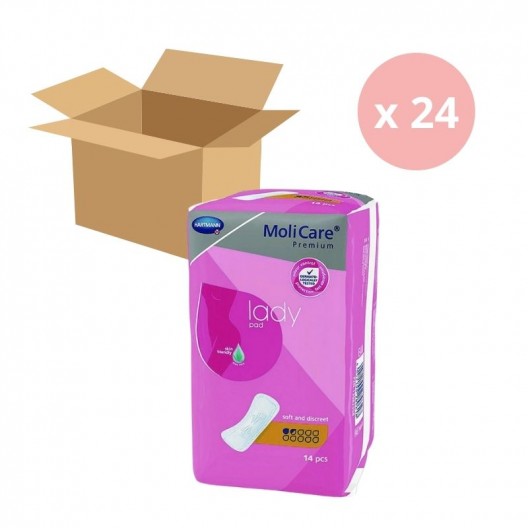 Protections anatomiques Molicare Premium Lady Pad 1,5 Gouttes - Carton de 24 paquets